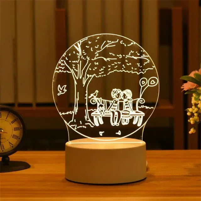 Romantic Love 3D Acrylic Led Lamp for Valentine's Day Bedside Lamp